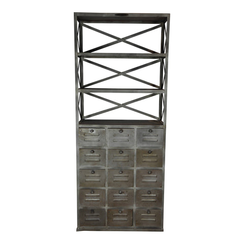 Iron Bookshelf with Drawers