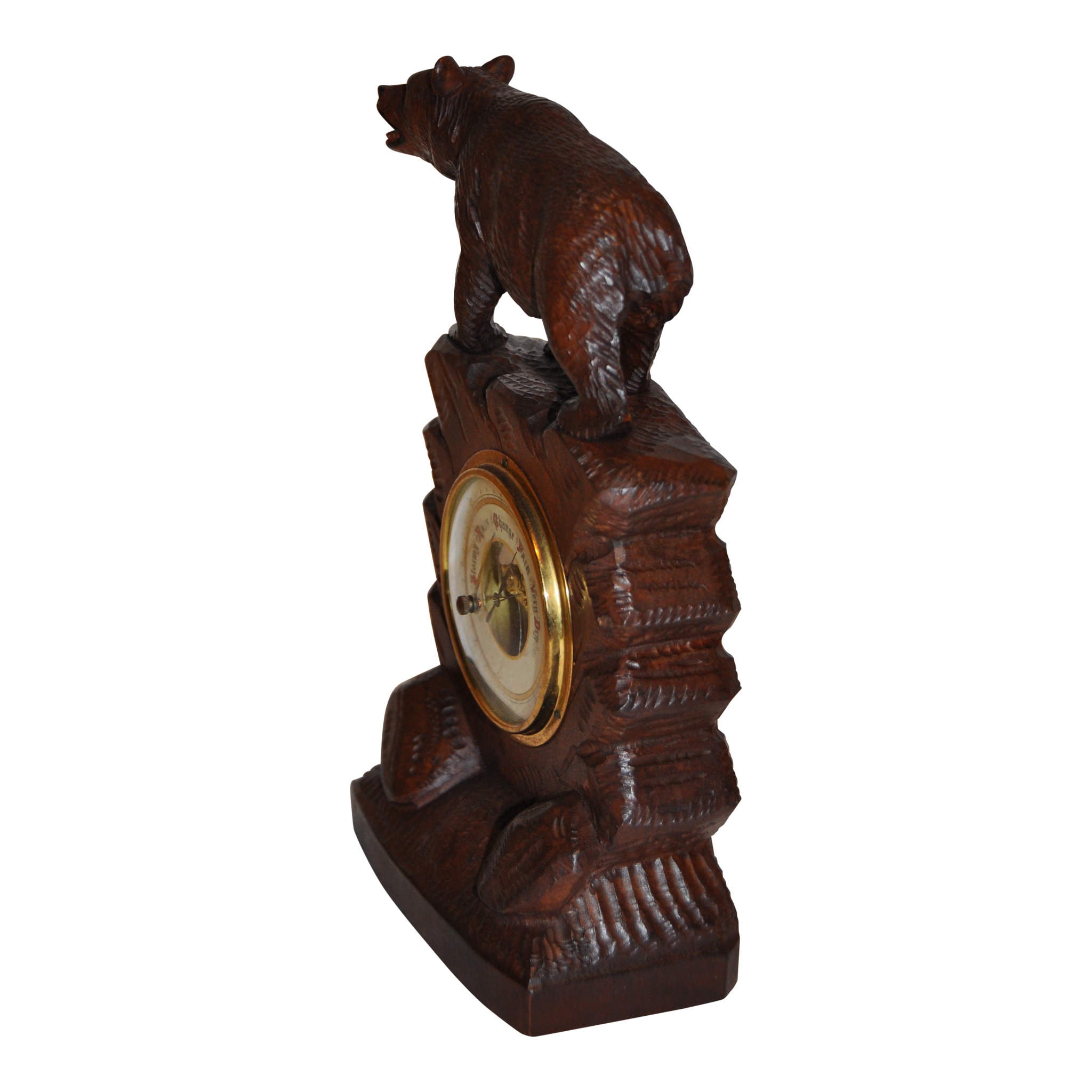 Barometer with Carved Bear