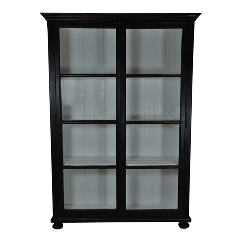 Black and White Cabinet with Glass Doors