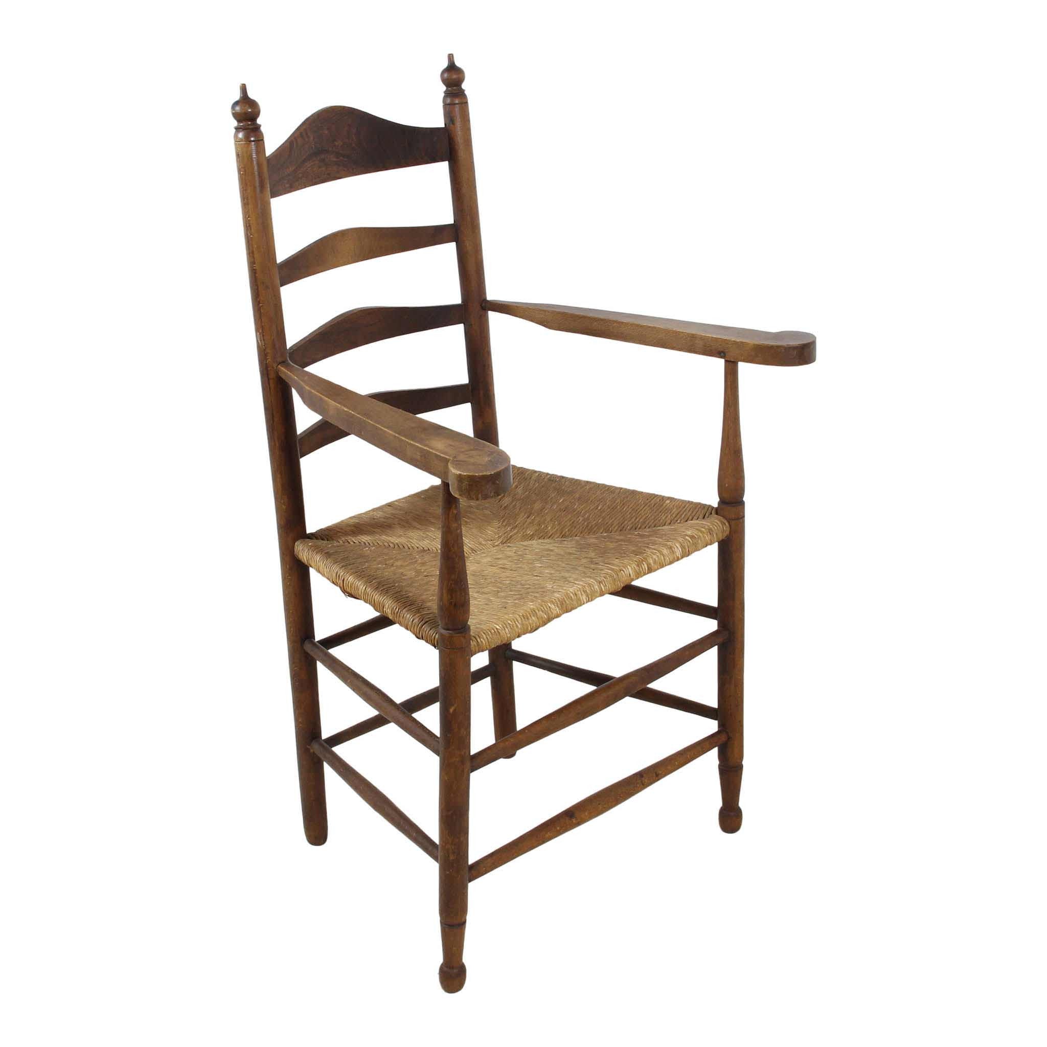 Dutch Ladder Back Armchair with Rush Seat