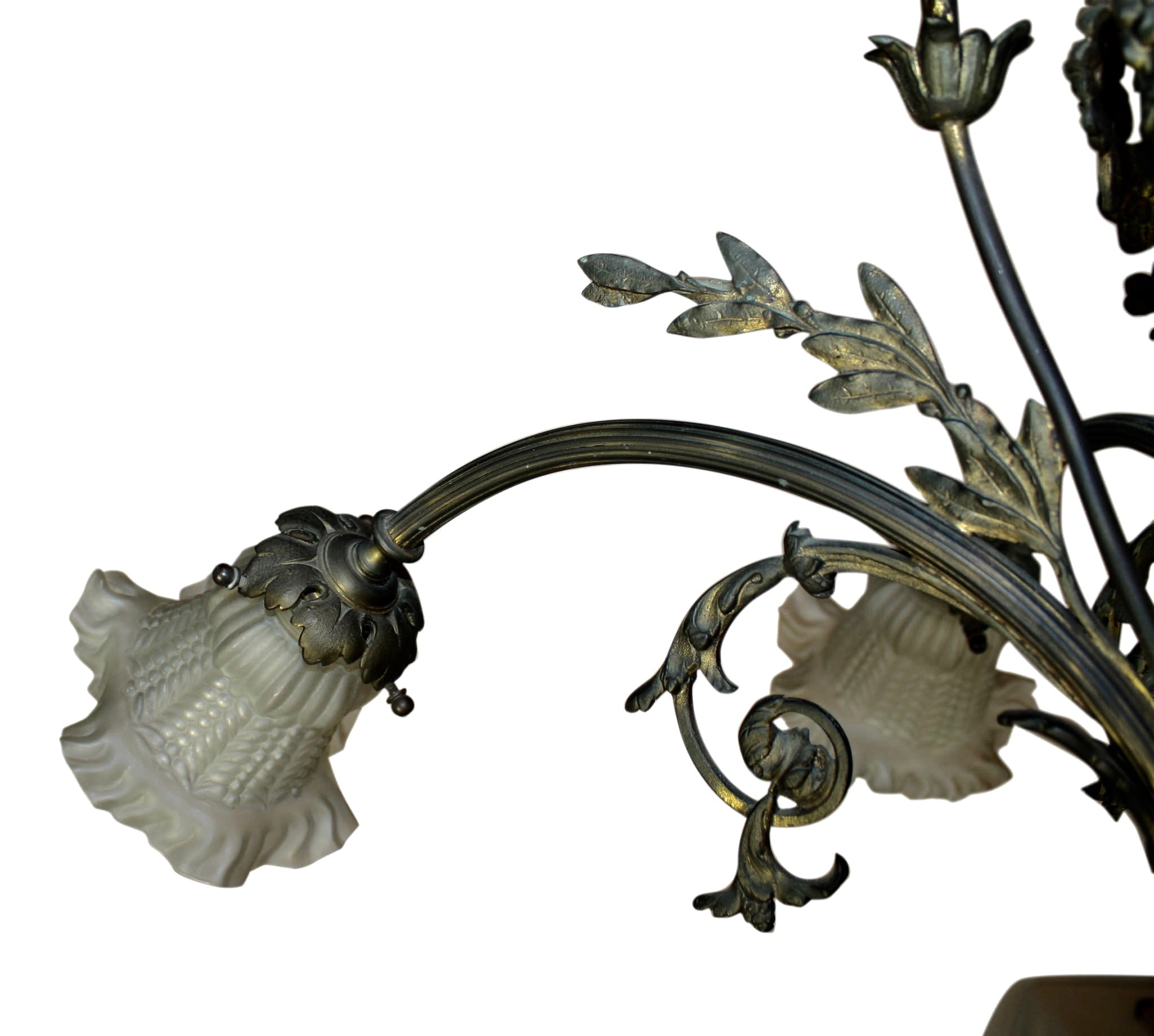 Louis XV Iron Chandelier with Glass Shades