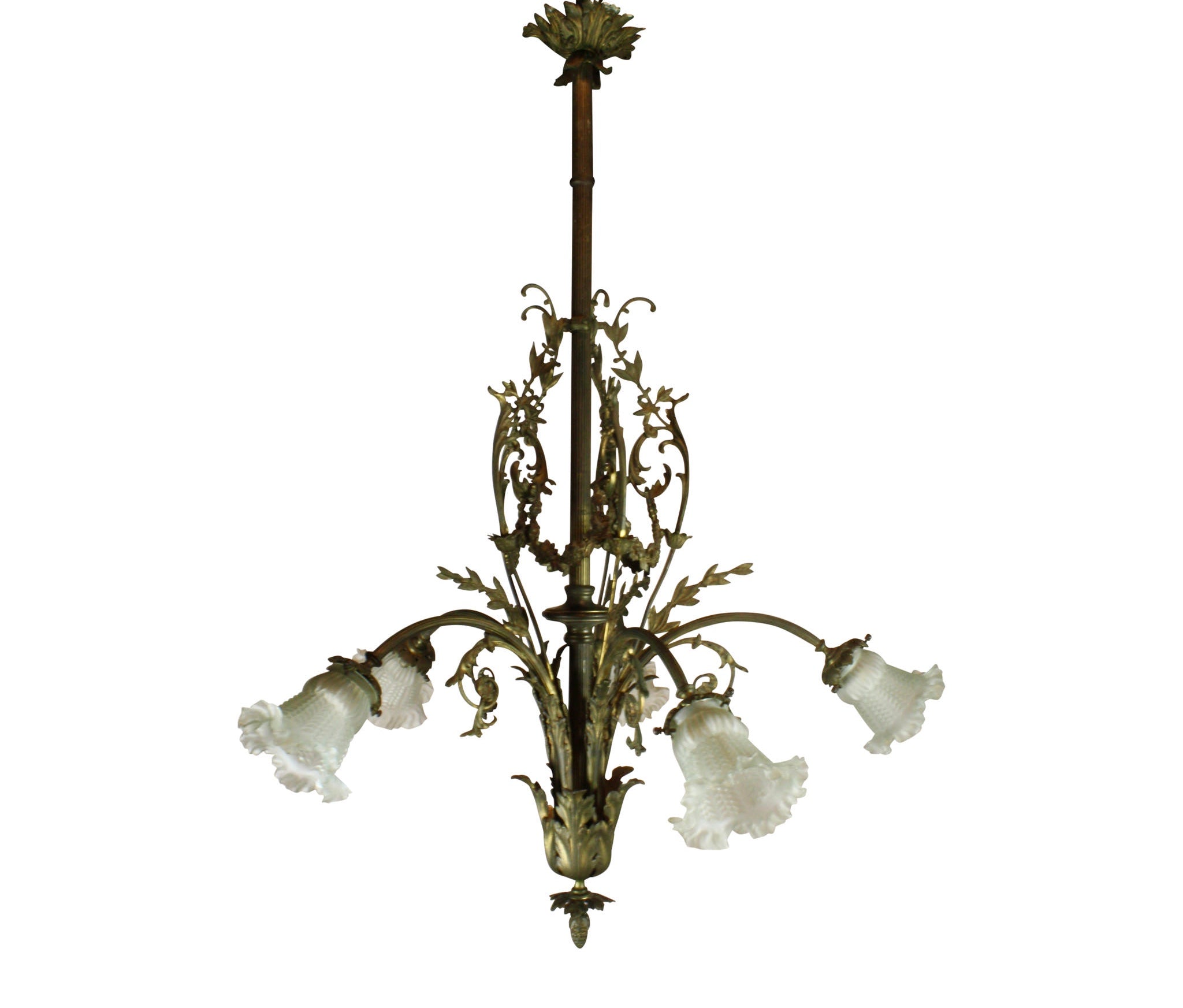 Louis XV Iron Chandelier with Glass Shades
