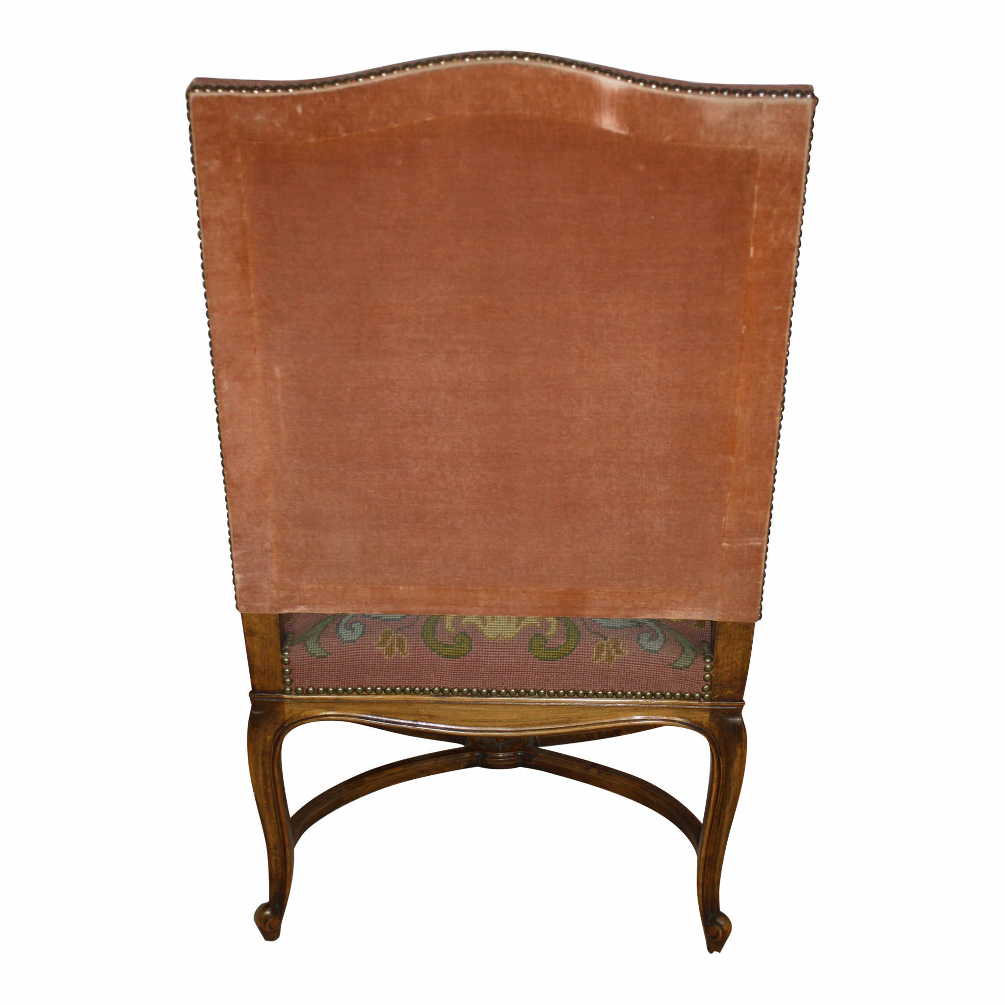 Louis XV French Walnut Fauteuil Needlepoint Armchair