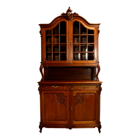 French Carved Walnut Louis XV China Buffet