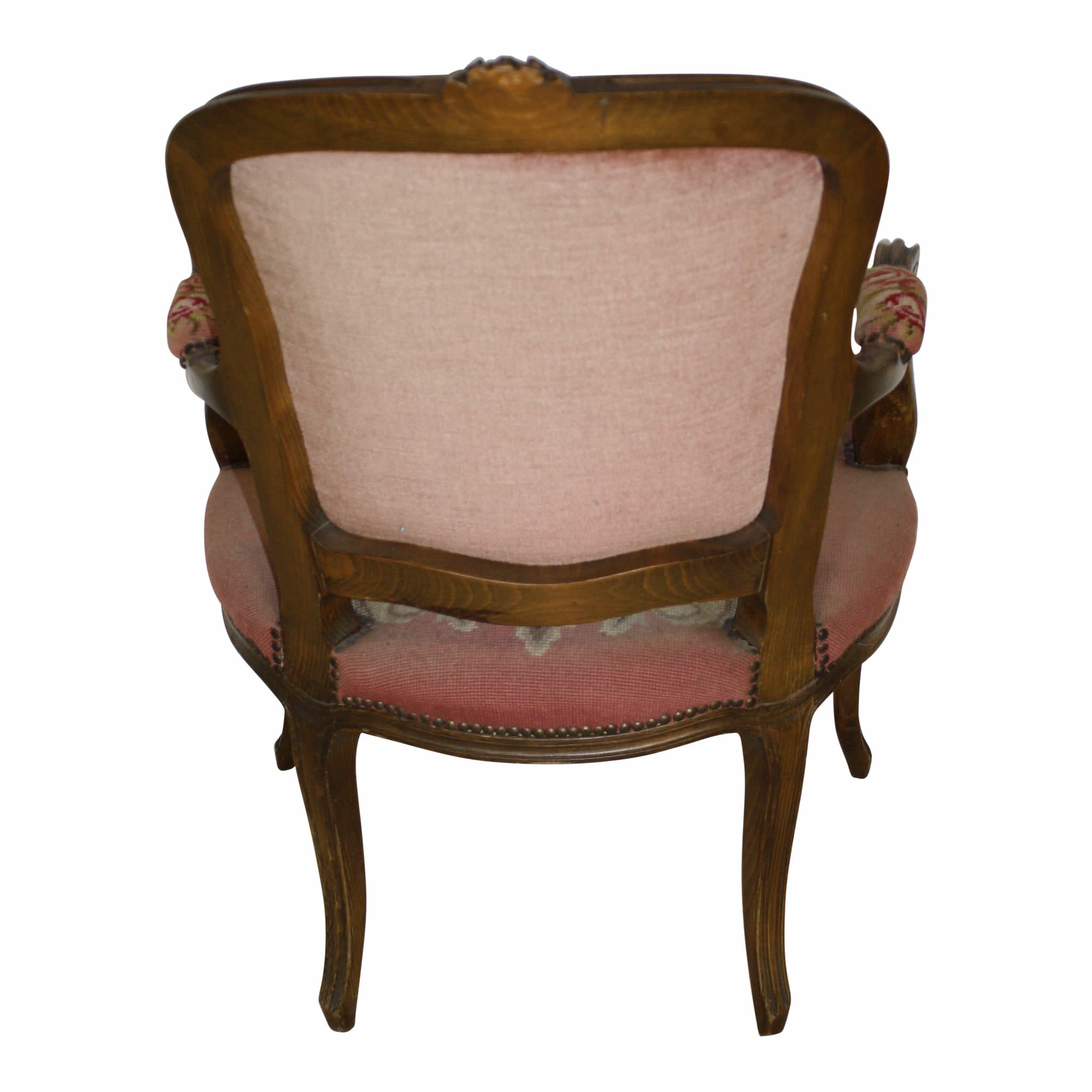 French Walnut Fauteuil Needlepoint Armchair