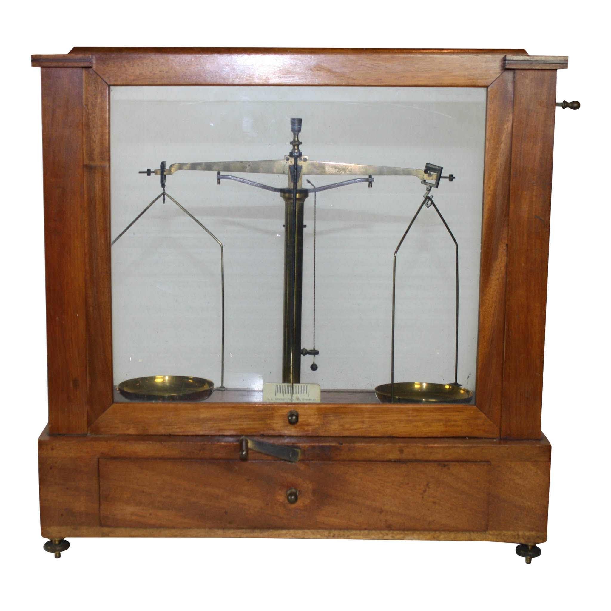 Pharmaceutical/Apothecary Scale in Glass Box with Weights
