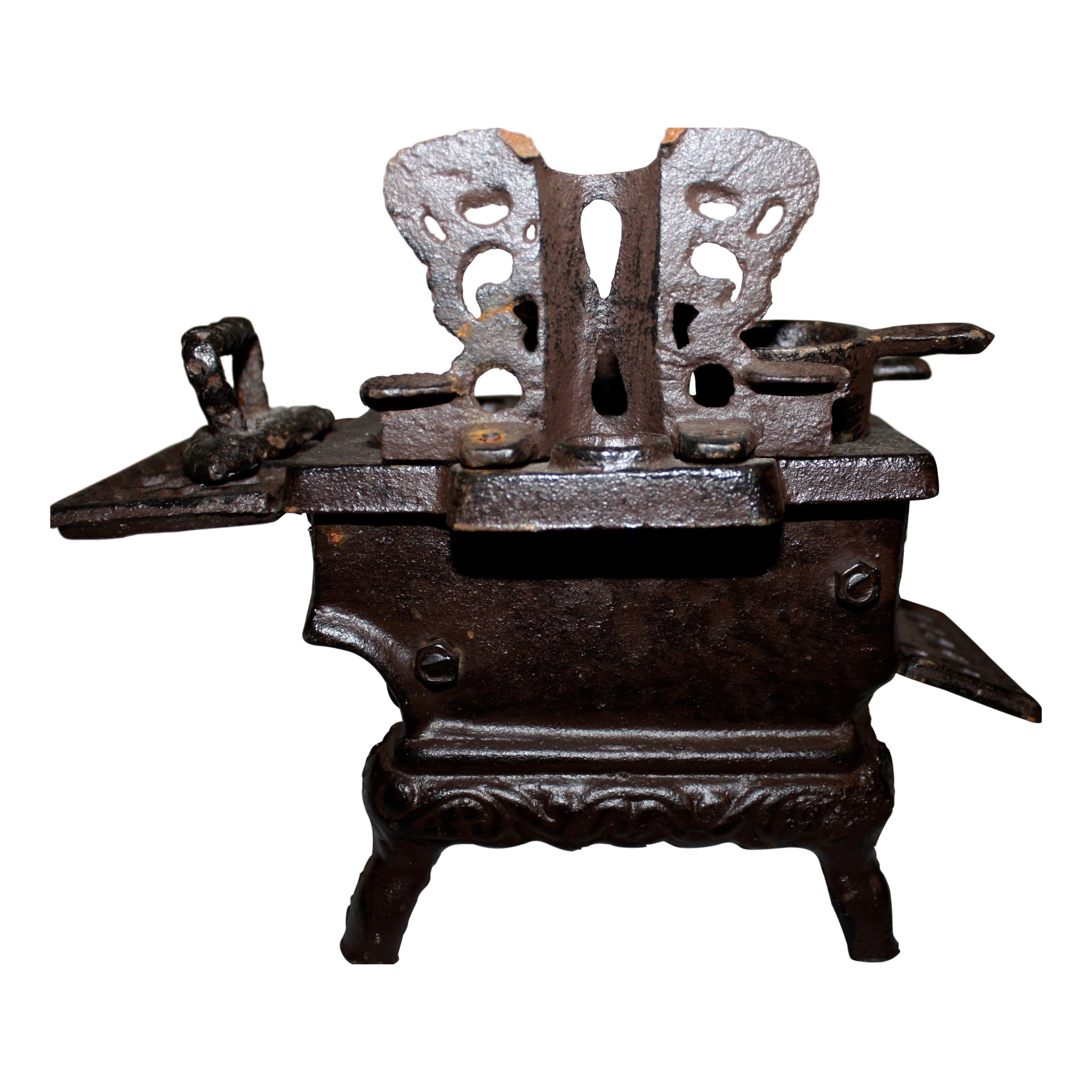 Miniature Cast Iron Stove with Accessories