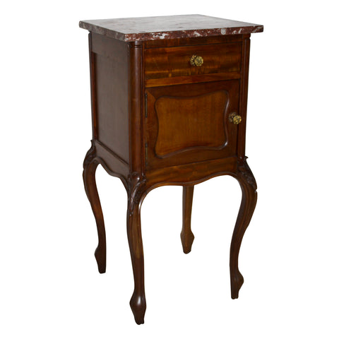Walnut Nightstand with Marble Top