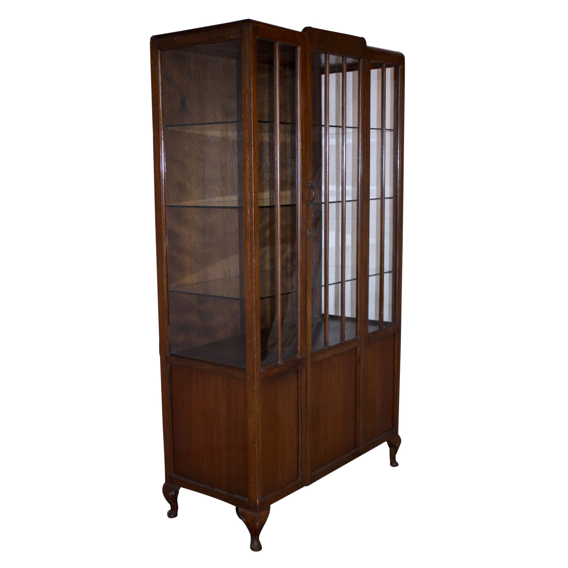 Walnut Art Deco Display Cabinet
