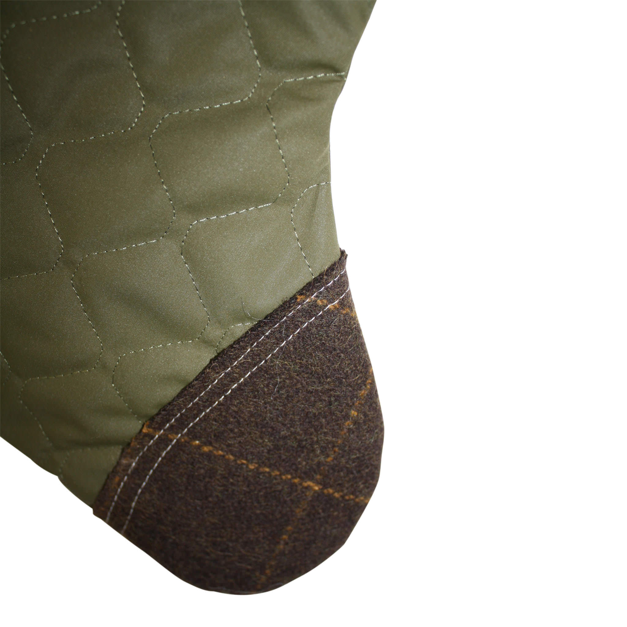 Green Quilted Stocking with Faux Fur Cuff