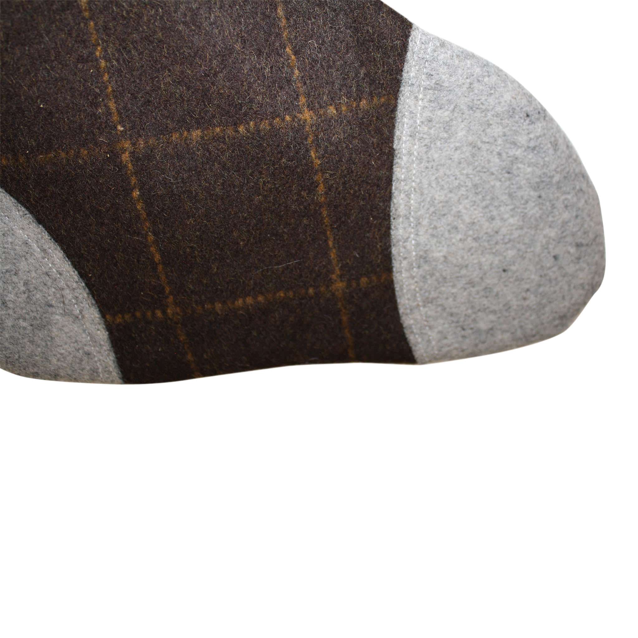 Brown Plaid Stocking with Faux Fur Cuff
