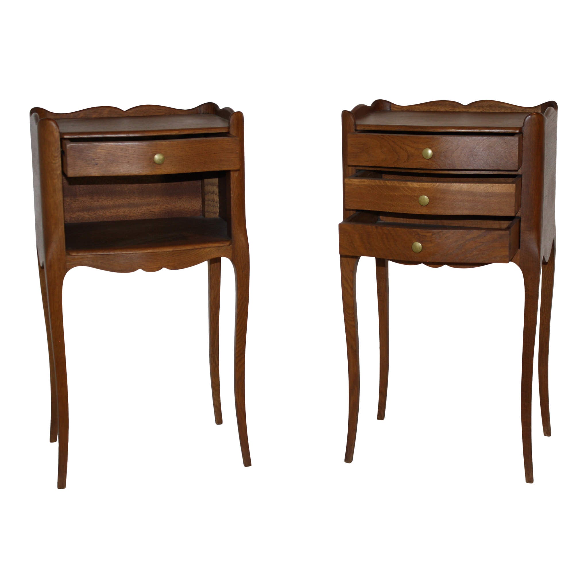 French Oak Nightstands/ Set of Two