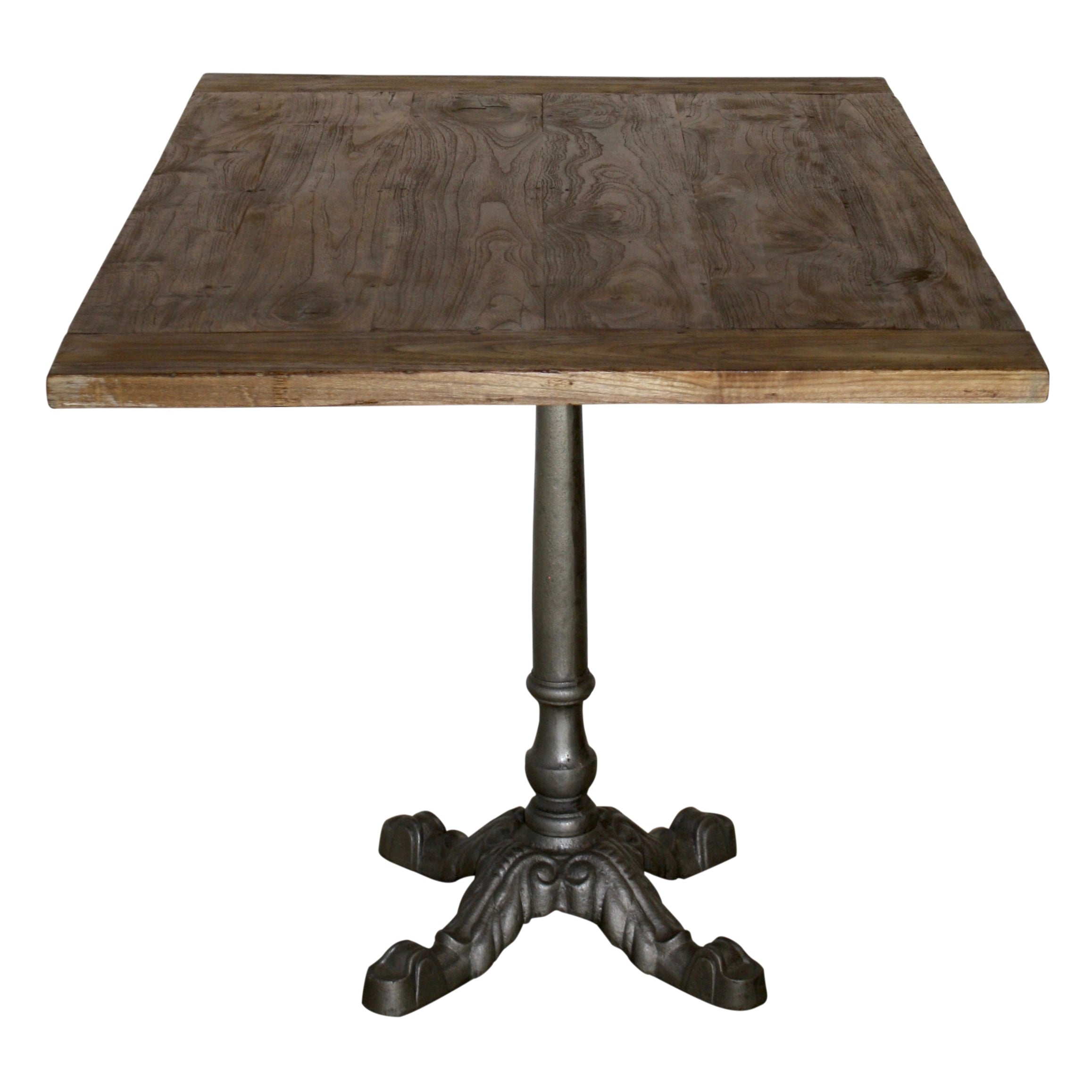 Rectangular Teak Table with Metal Pedestal Base