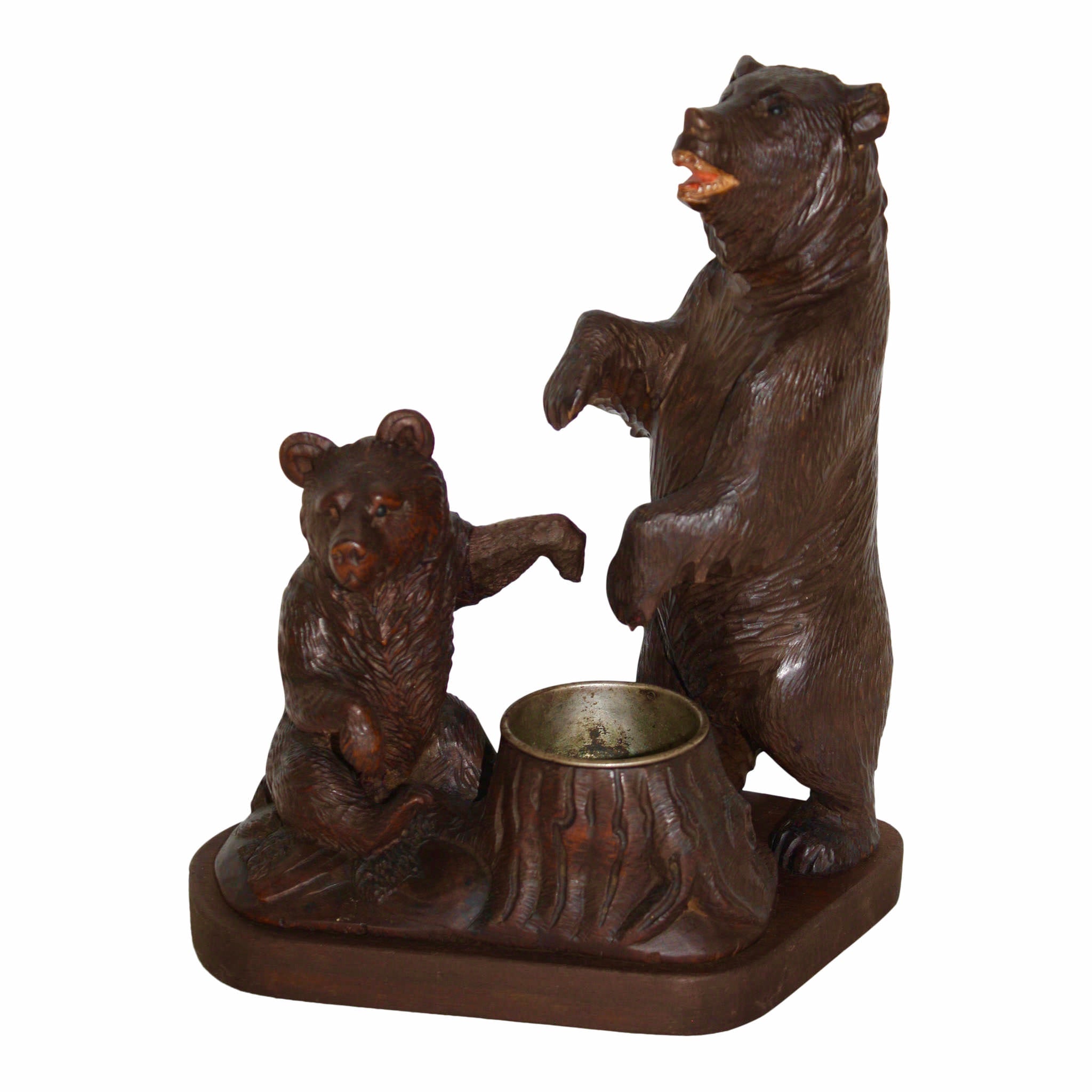 Carved Black Forest Bears Ashtray