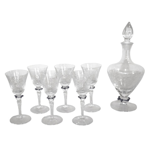 Etched Decanter with Glasses