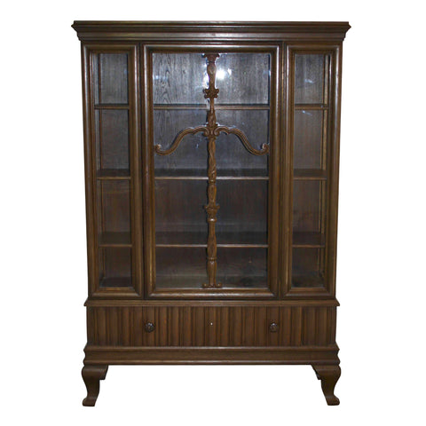 German Carved Oak Display Cabinet