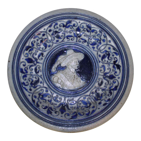 German Westerwald Salt Glazed Stoneware Plate