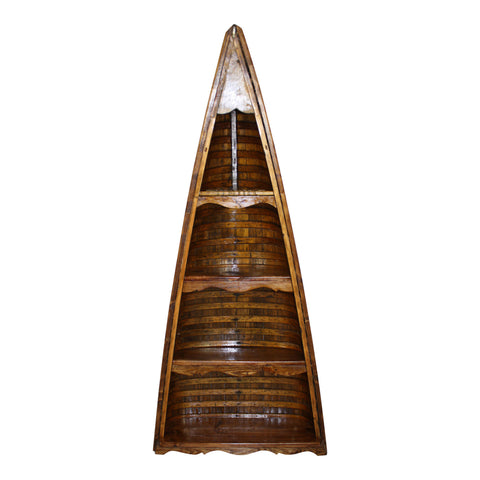 Wooden Canoe Bookshelf with Four Shelves