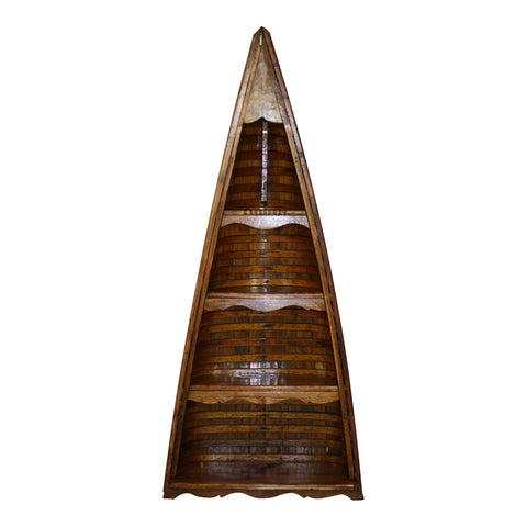 Wooden Canoe Bookshelf with Four Shelves