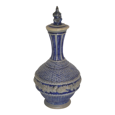 German Westerwald Salt Glazed Covered Bottle