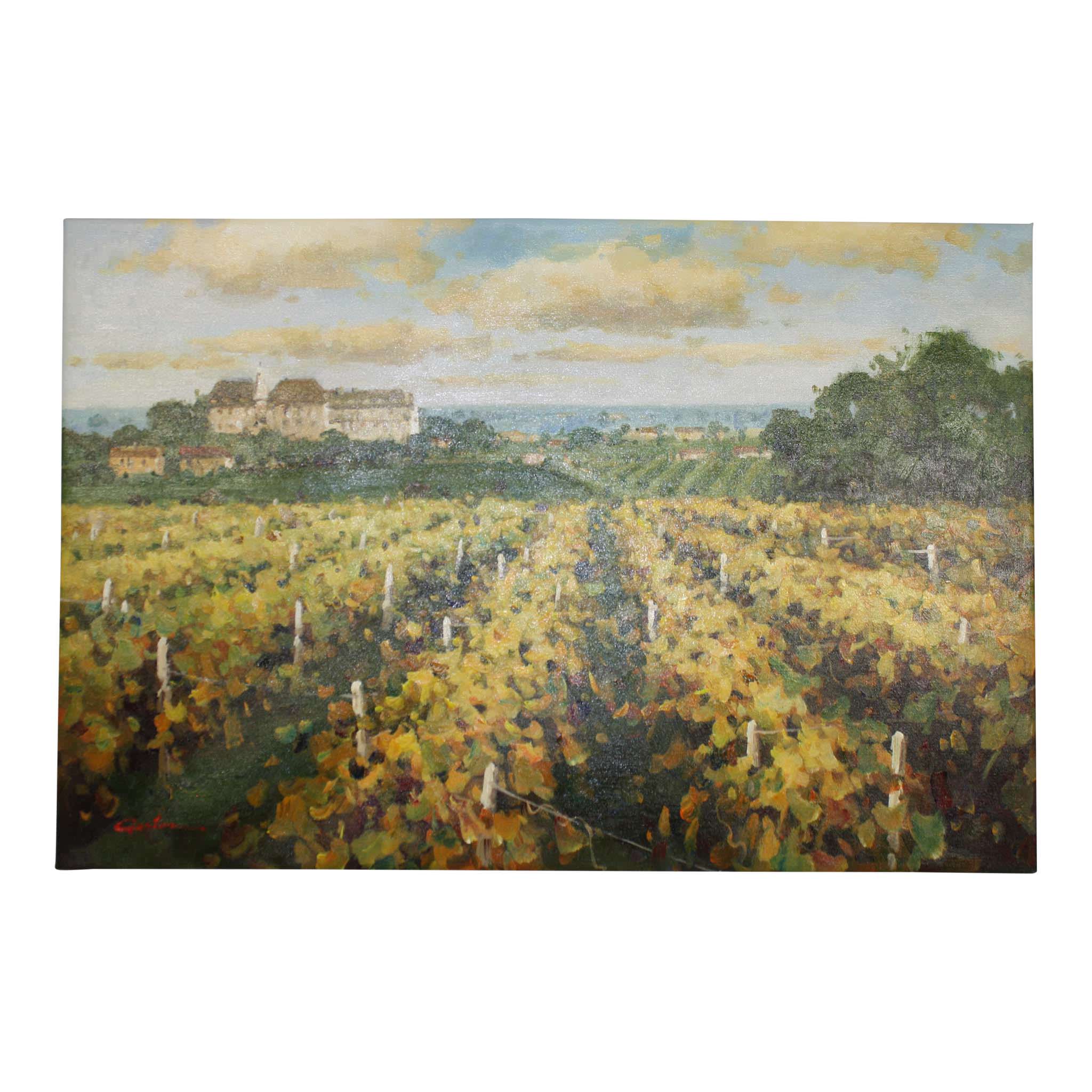 Oil on Canvas Painting of Vineyard