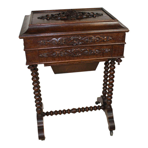 Carved Oak Sewing Table