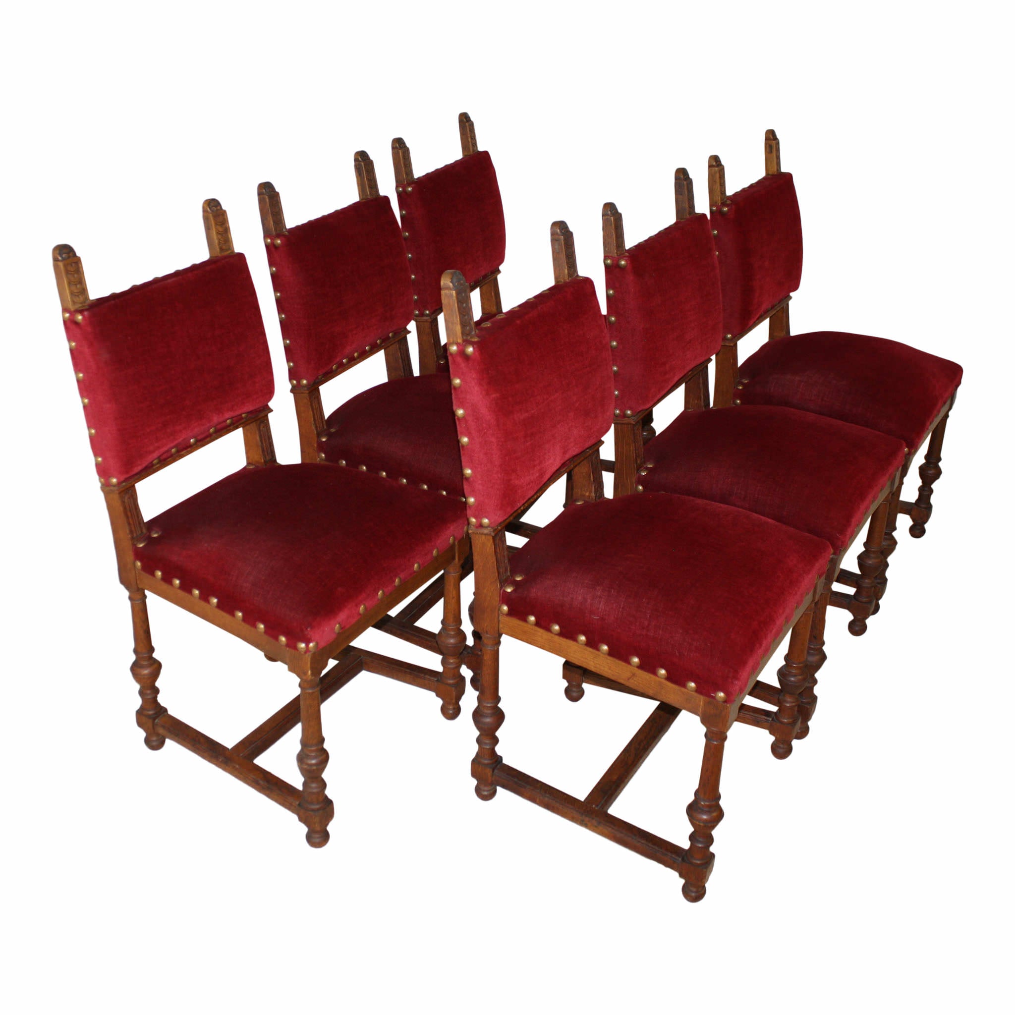 Carved Oak Chairs - Set of Six