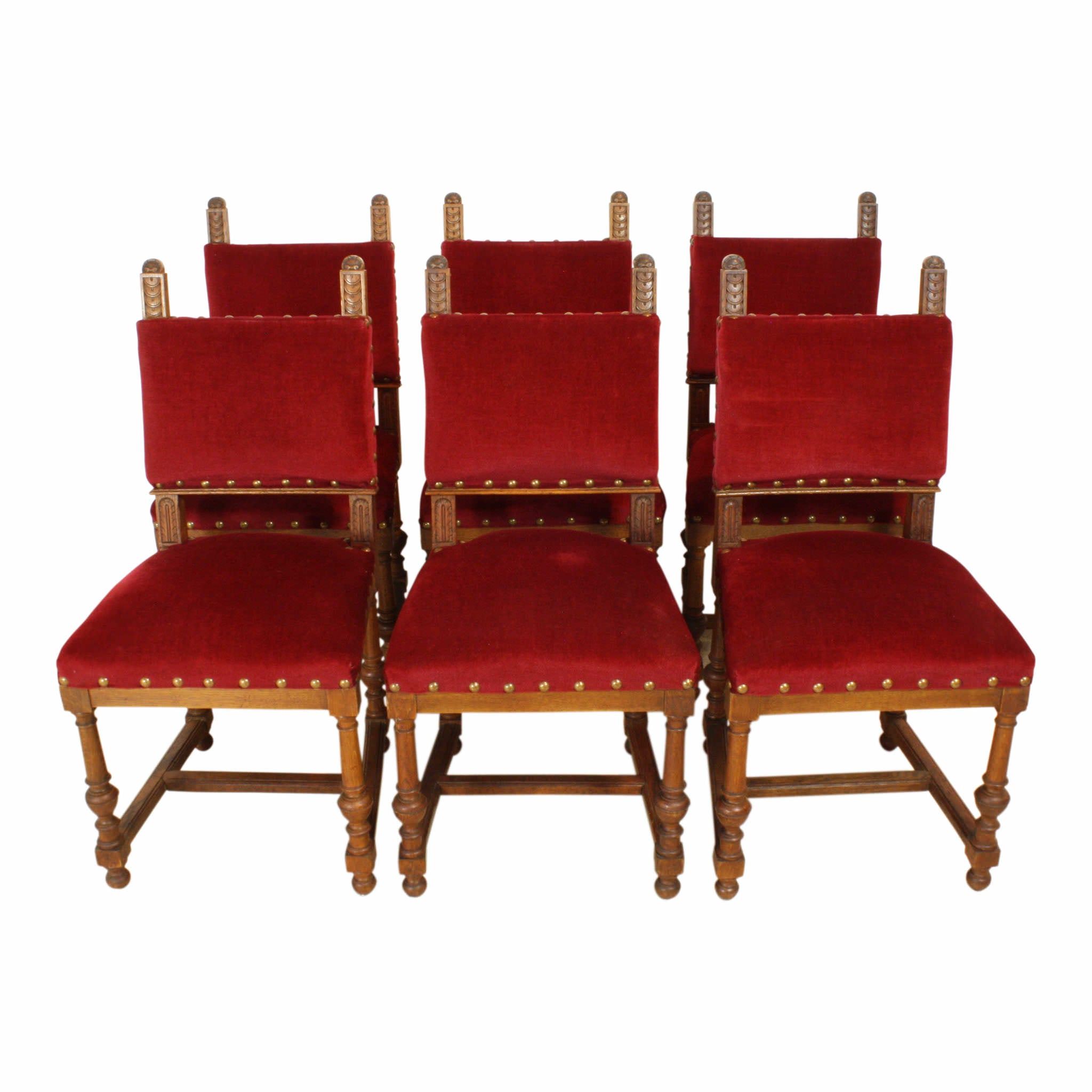 Carved Oak Chairs - Set of Six