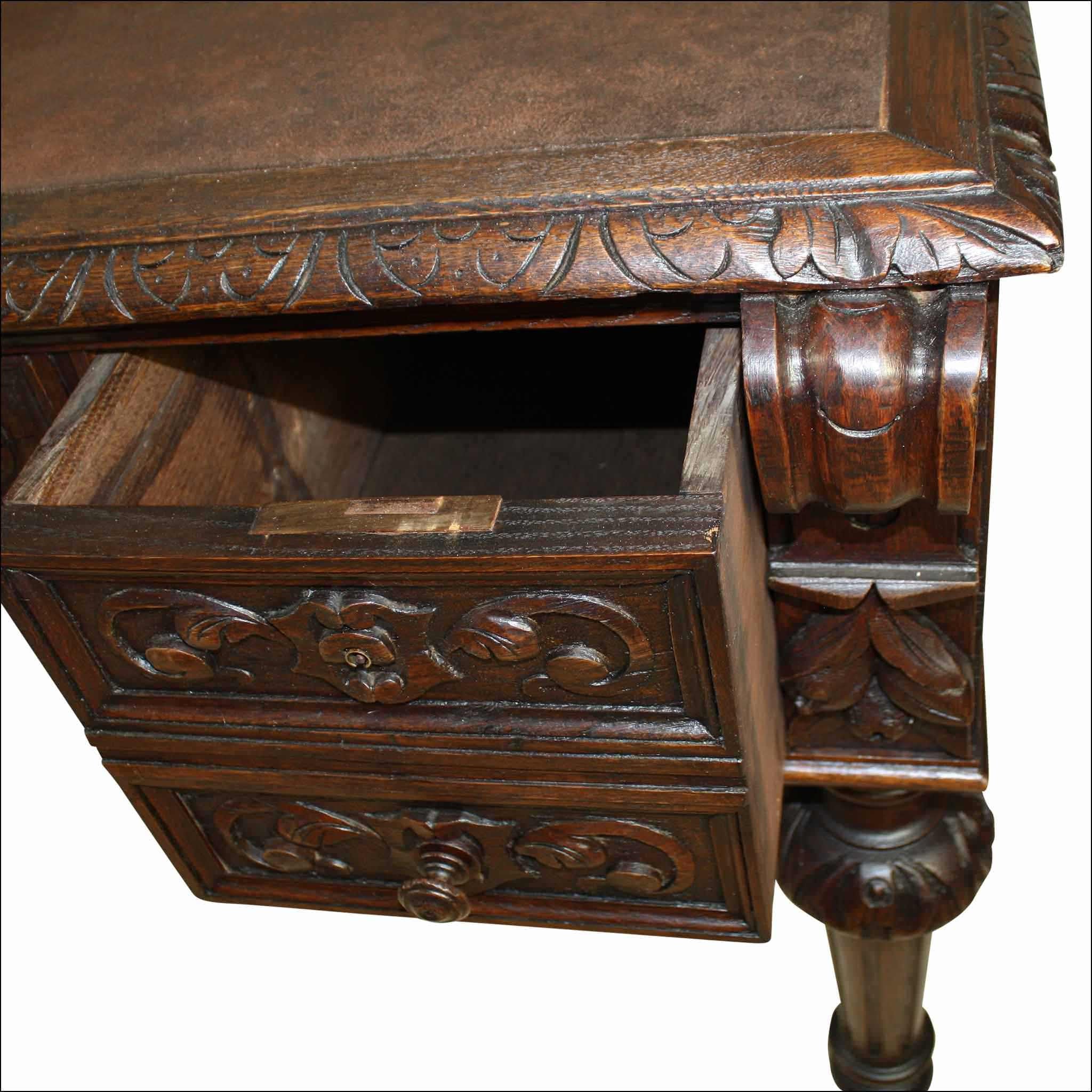 Hunt Desk with Leather Inset Top
