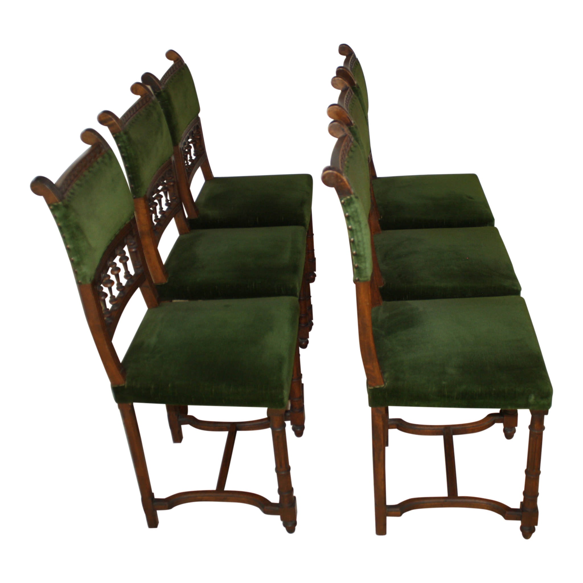 French Walnut Chairs - Set of Six
