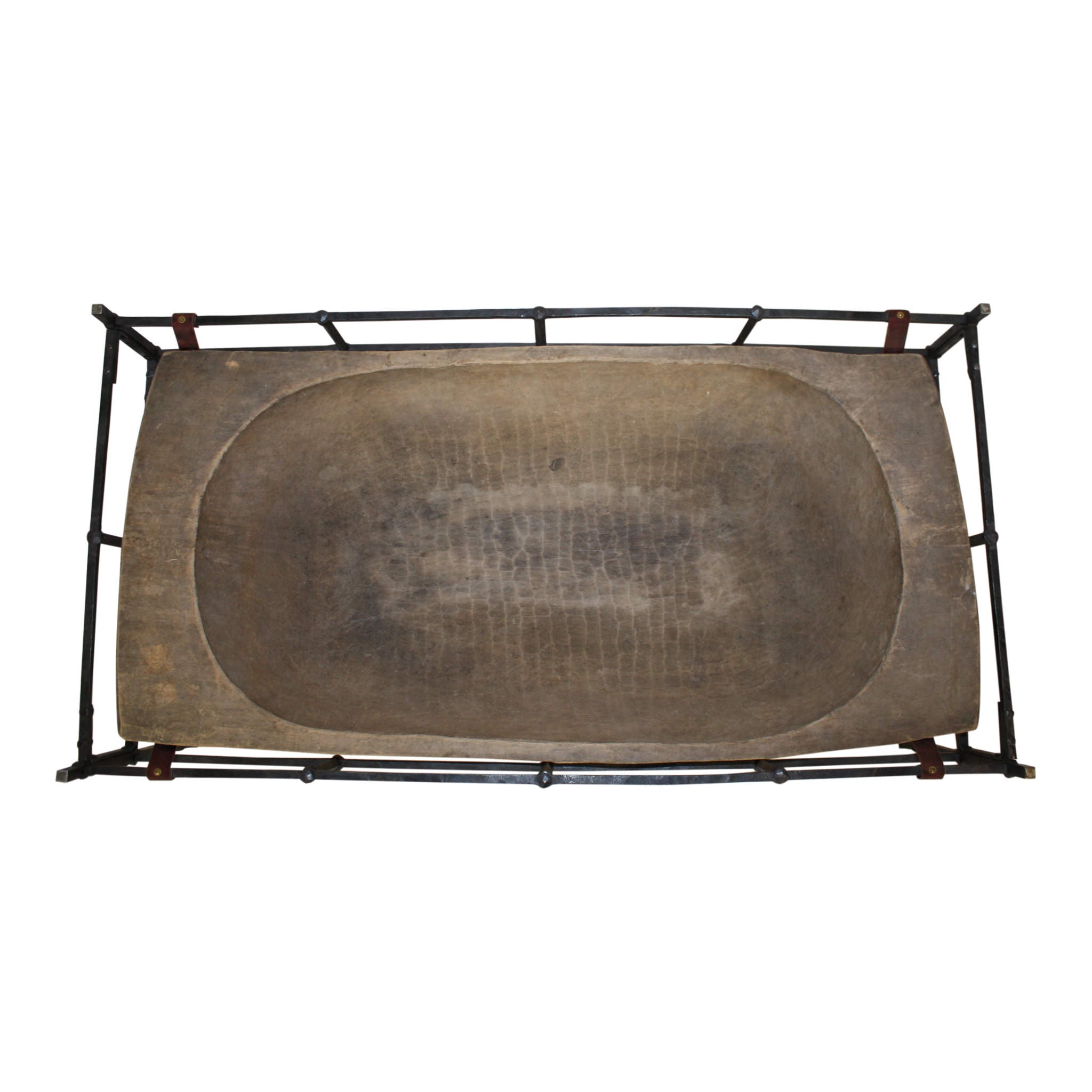 Dough Bowl Coffee Table with Hand Forged Frame