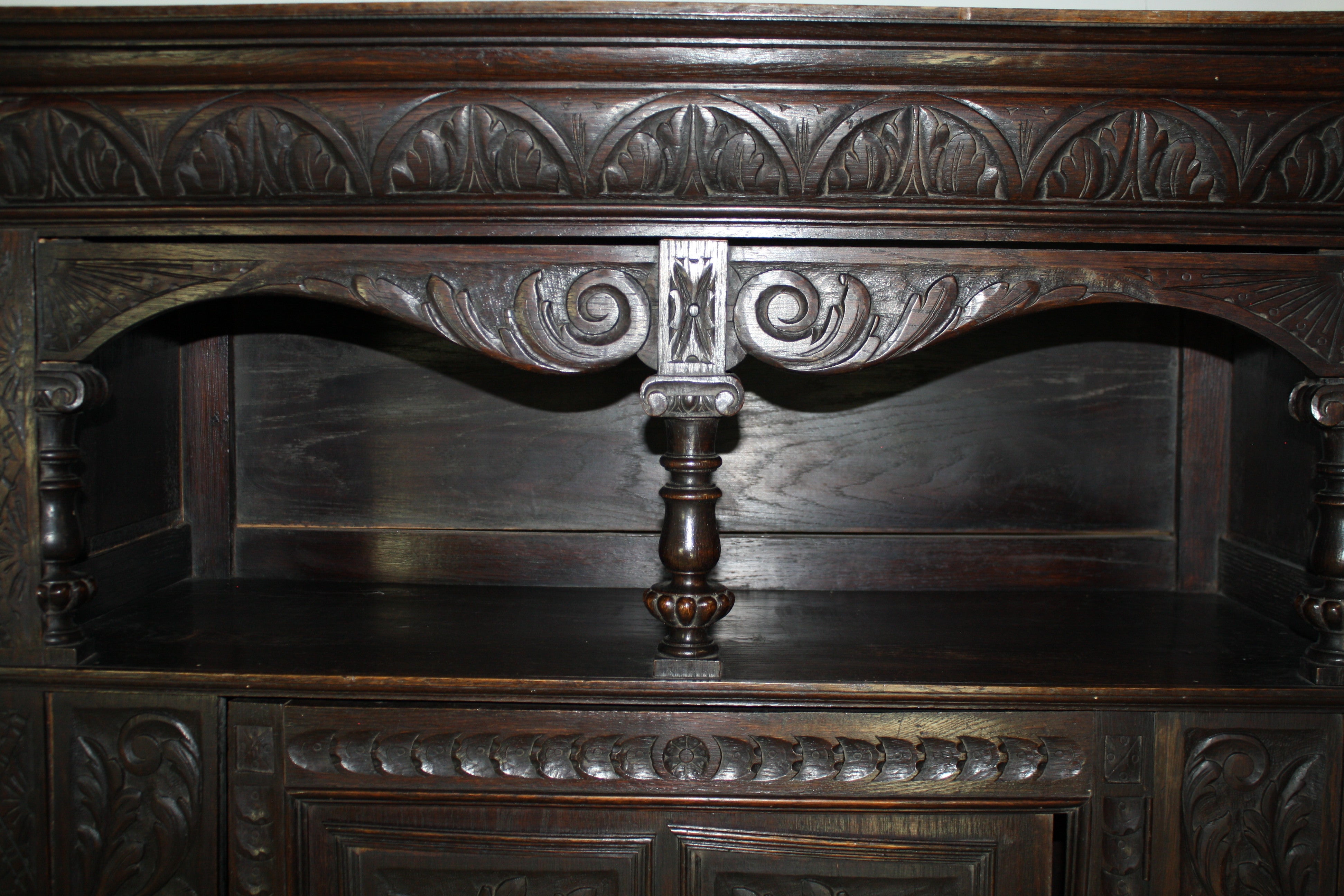 Carved Oak Armoire Cabinet