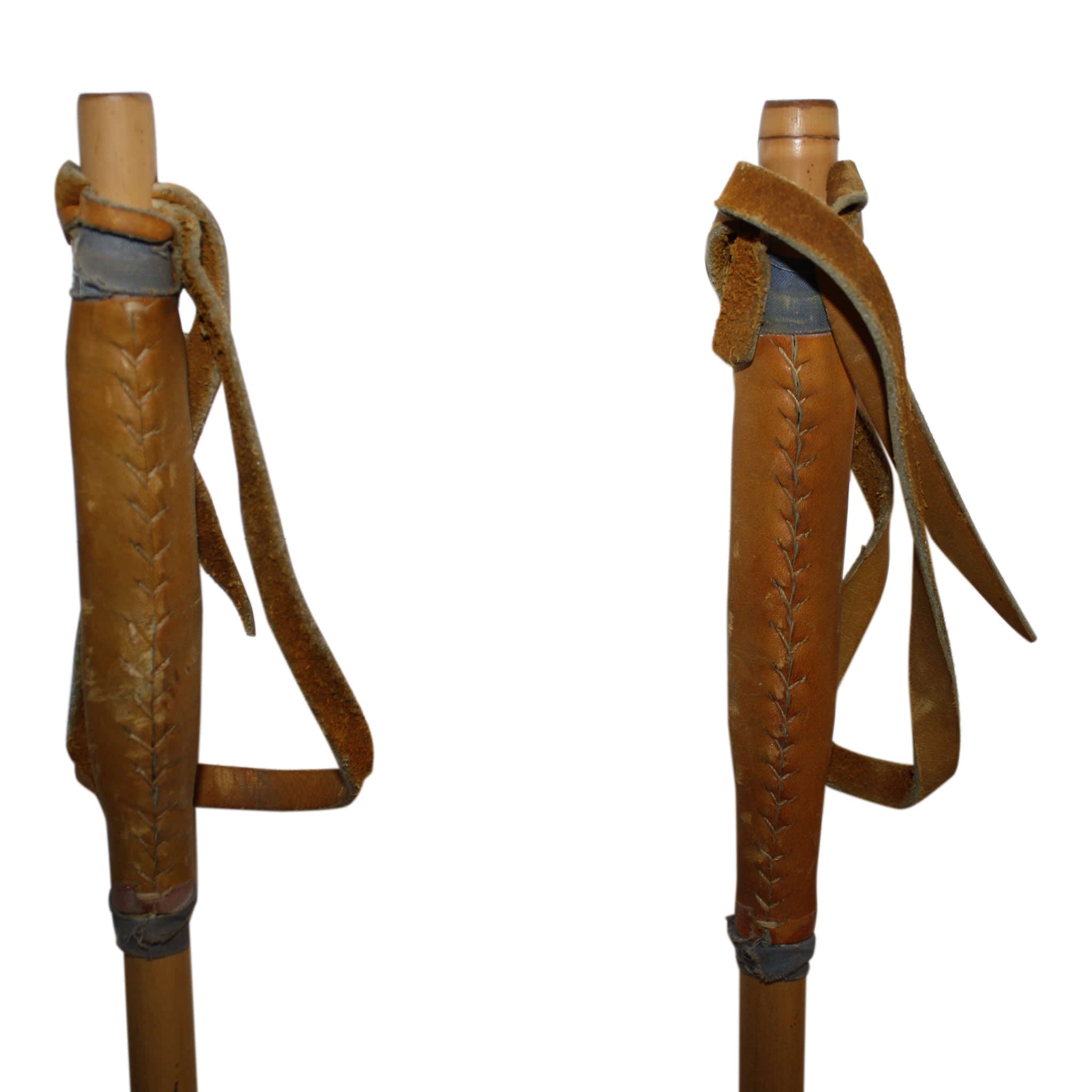 Bamboo Ski Poles with Leather Grips