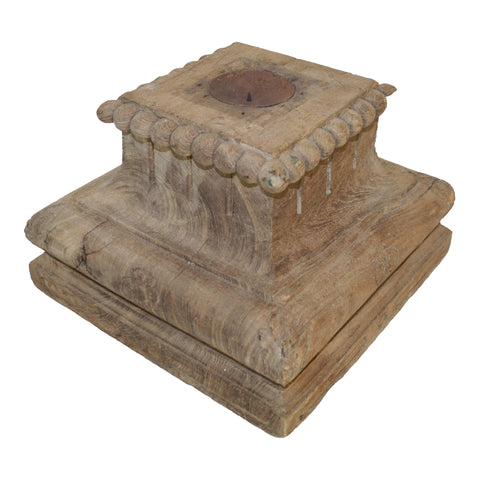 Carved Column Base with Candleholder