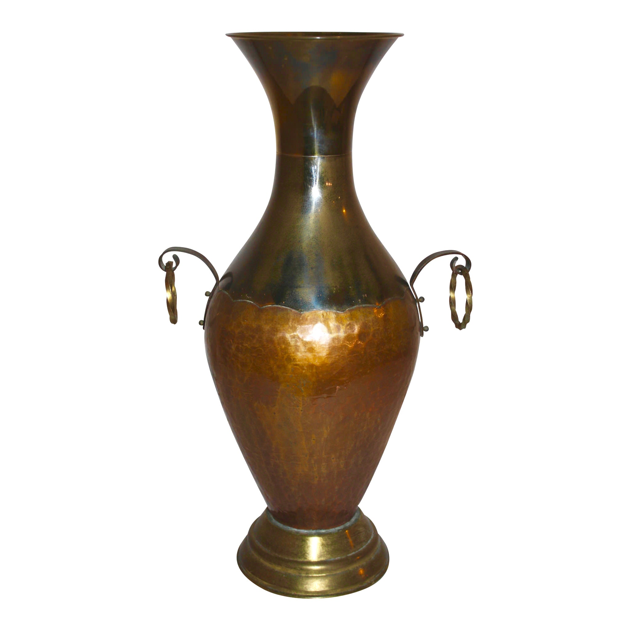 Two-Tone Copper and Brass Vase with Handles