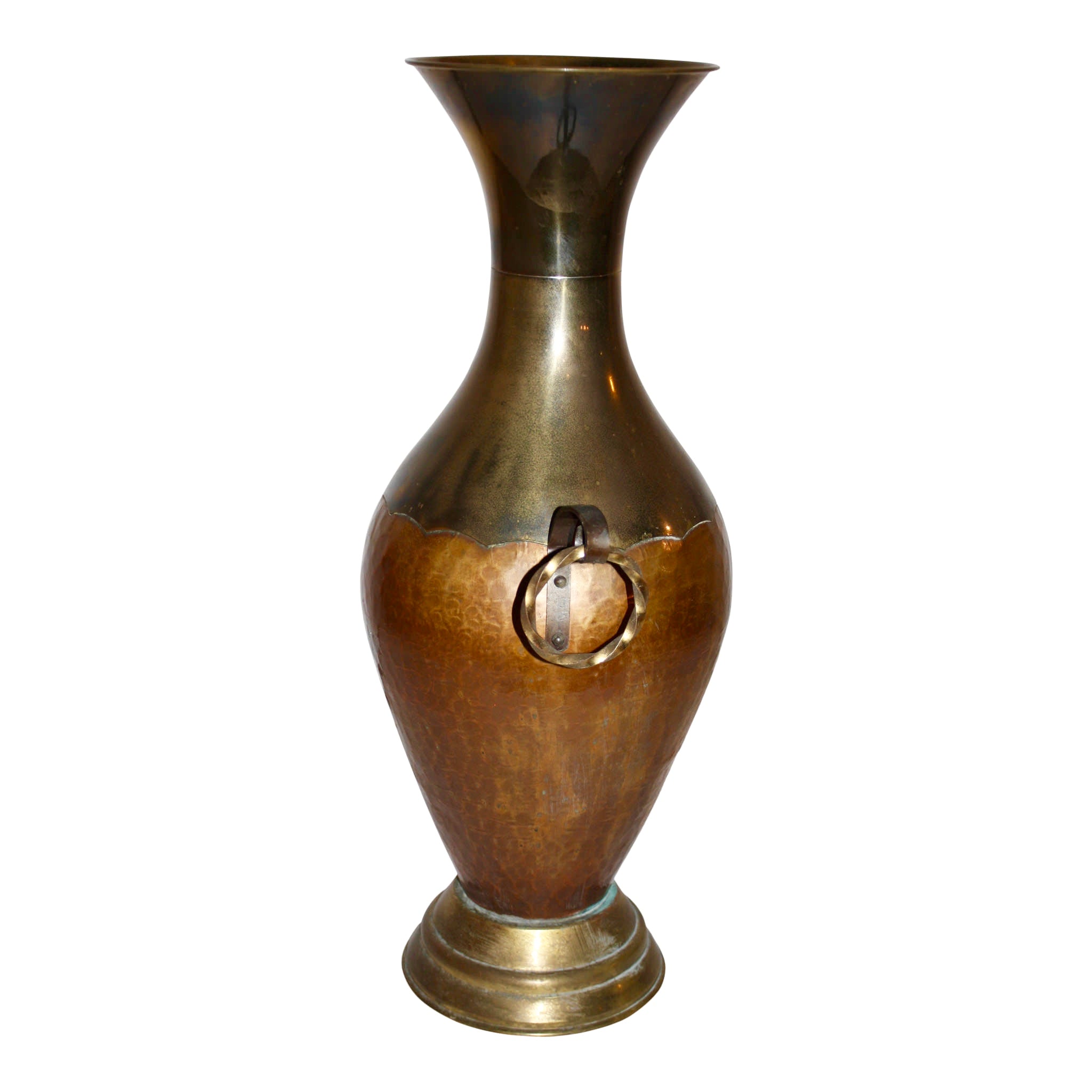 Two-Tone Copper and Brass Vase with Handles