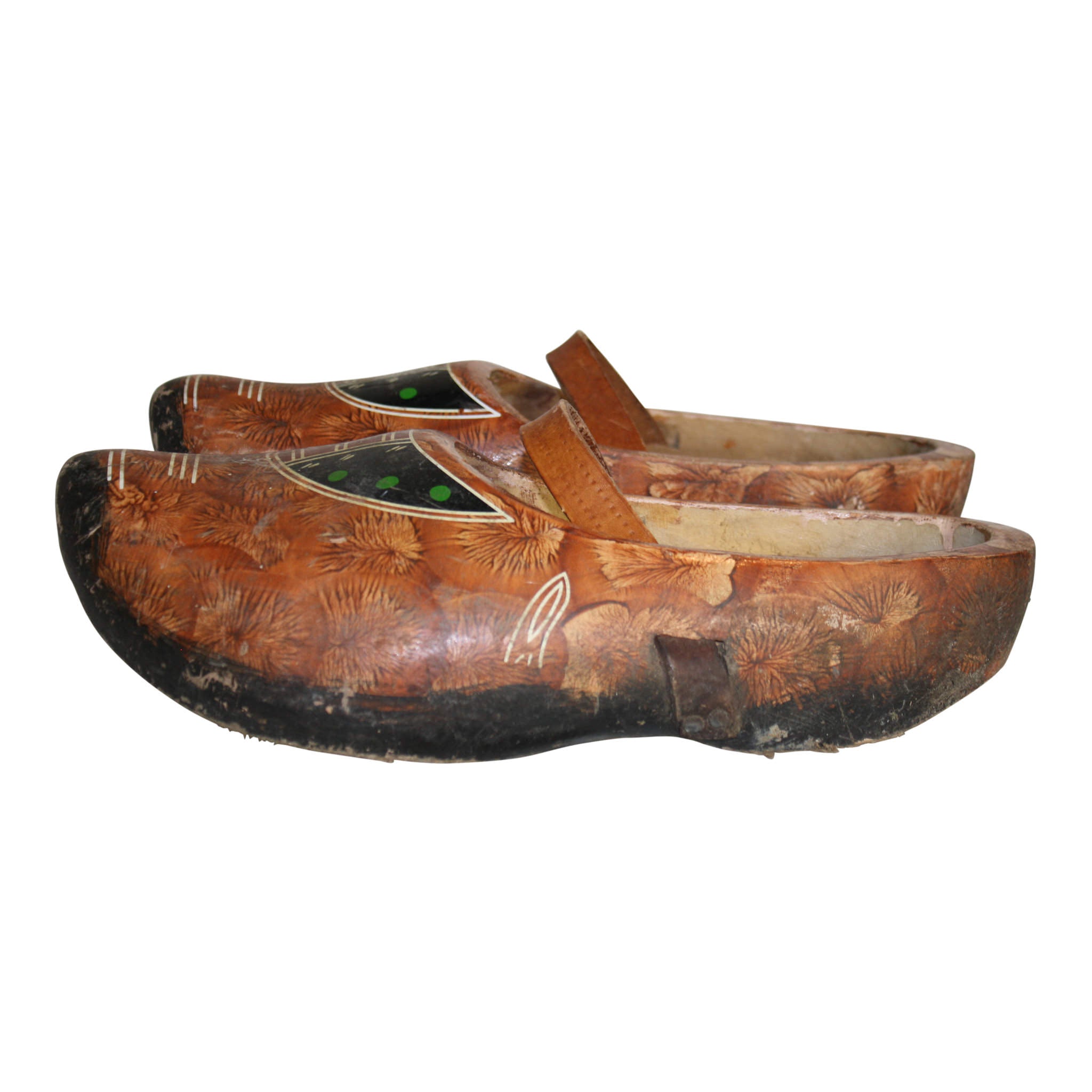Pair of Painted Wooden Clogs