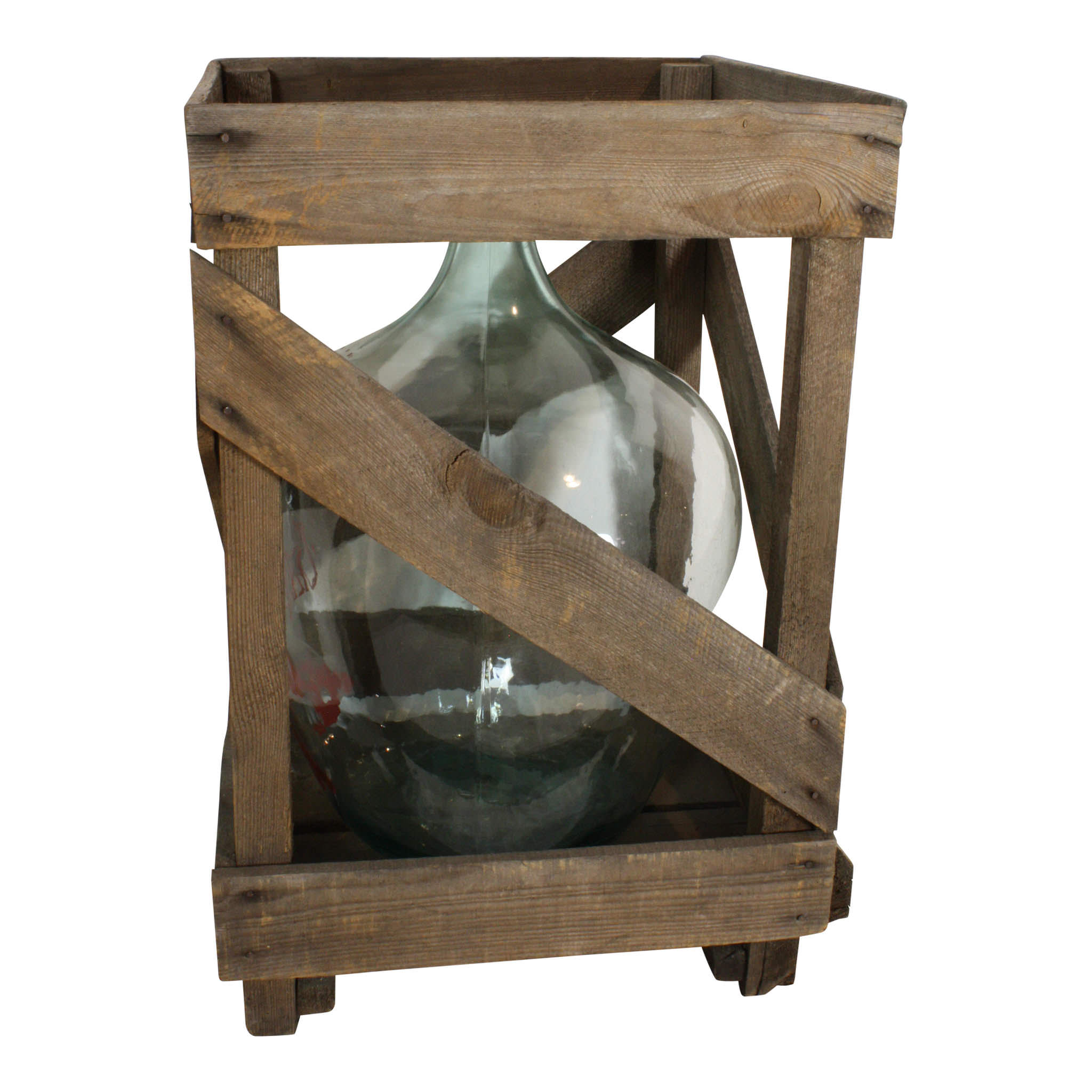 Painted Cabernet Sauvignon Demijohn in Wood Crate