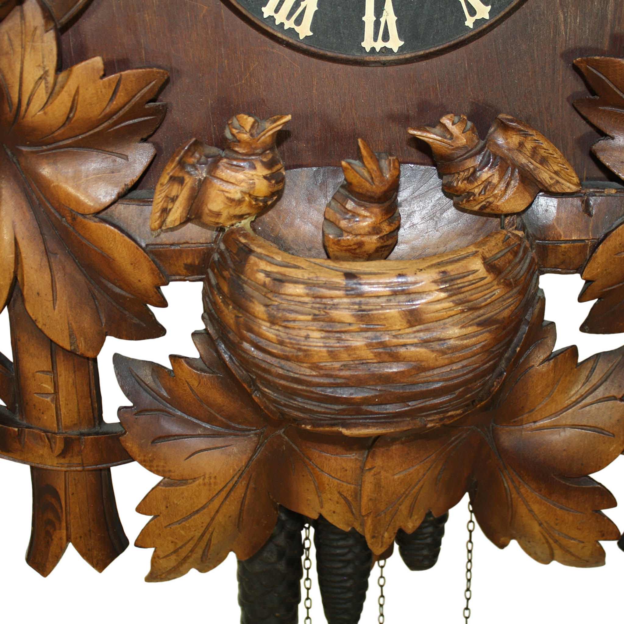 German Cuckoo Clock with Carved Eagles