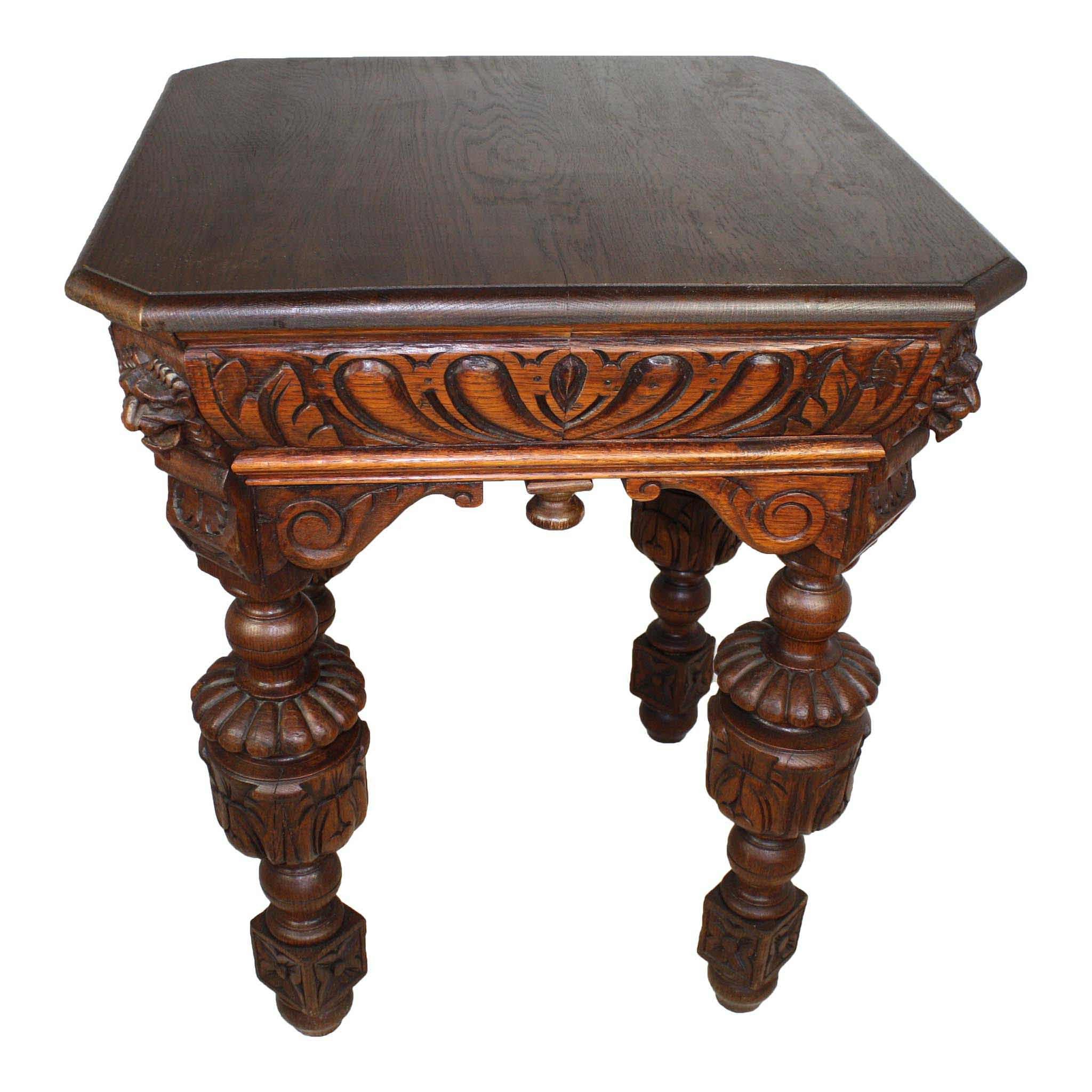 Square Oak Carved Table