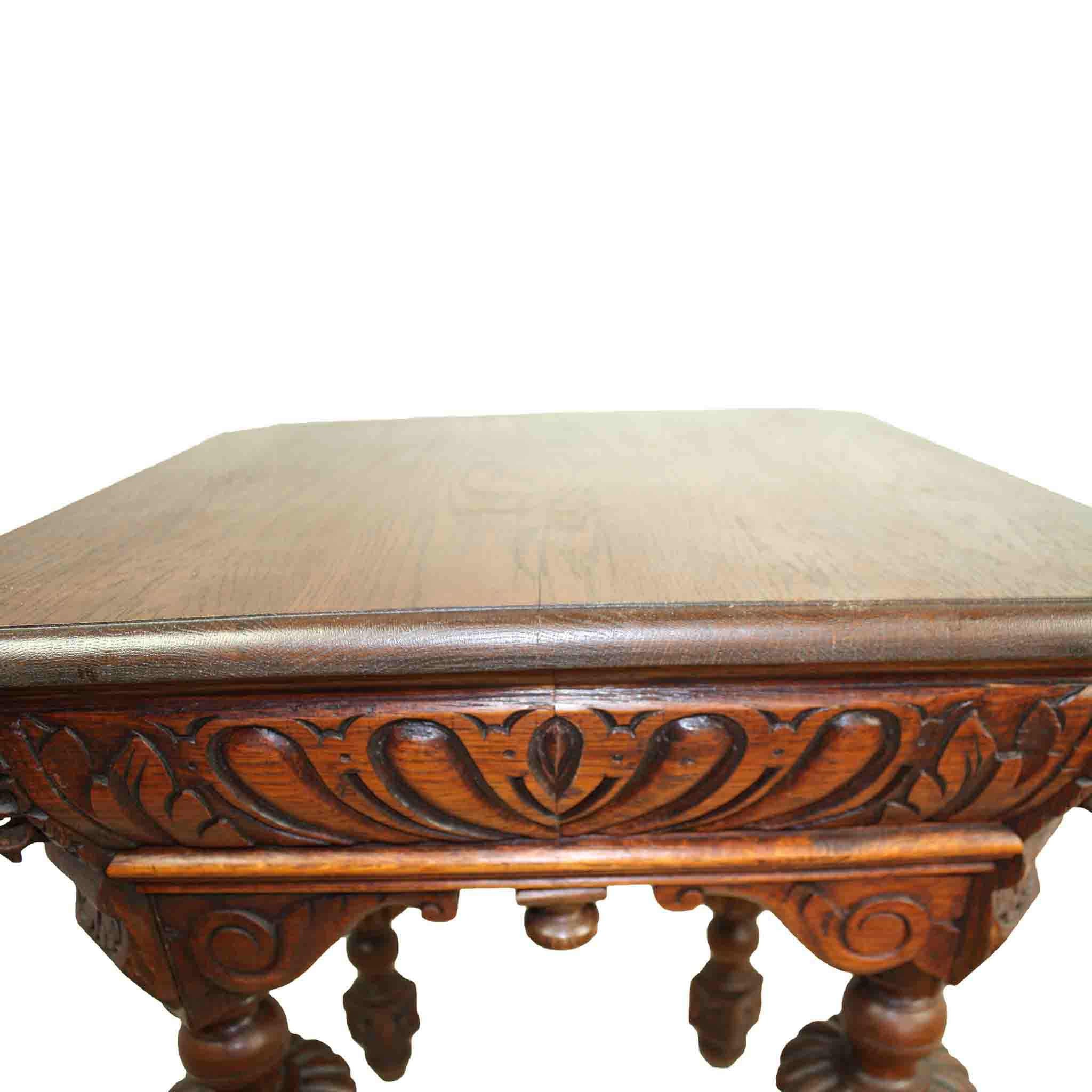 Square Oak Carved Table