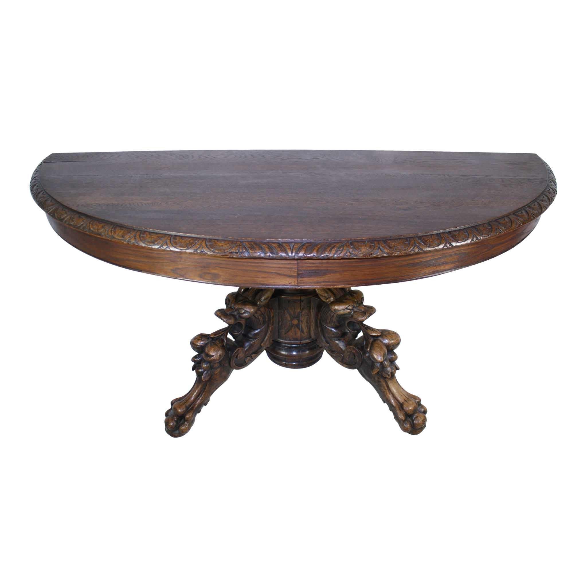 French Oak Crescent Table