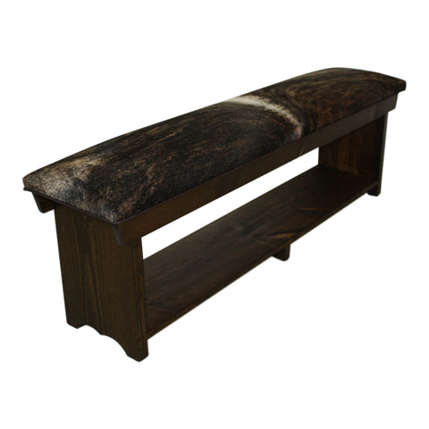 Cowhide Bench with Shelf