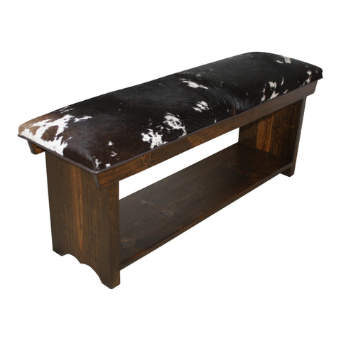Cowhide Bench with Shelf