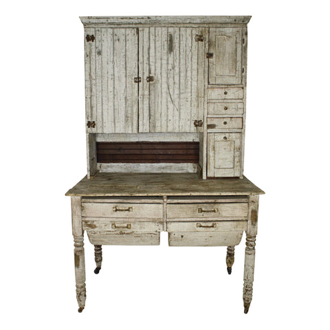 Distressed White Hutch