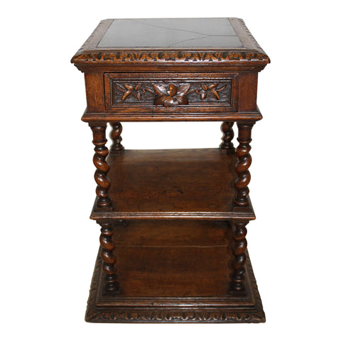 Oak Nightstand with Marble Top