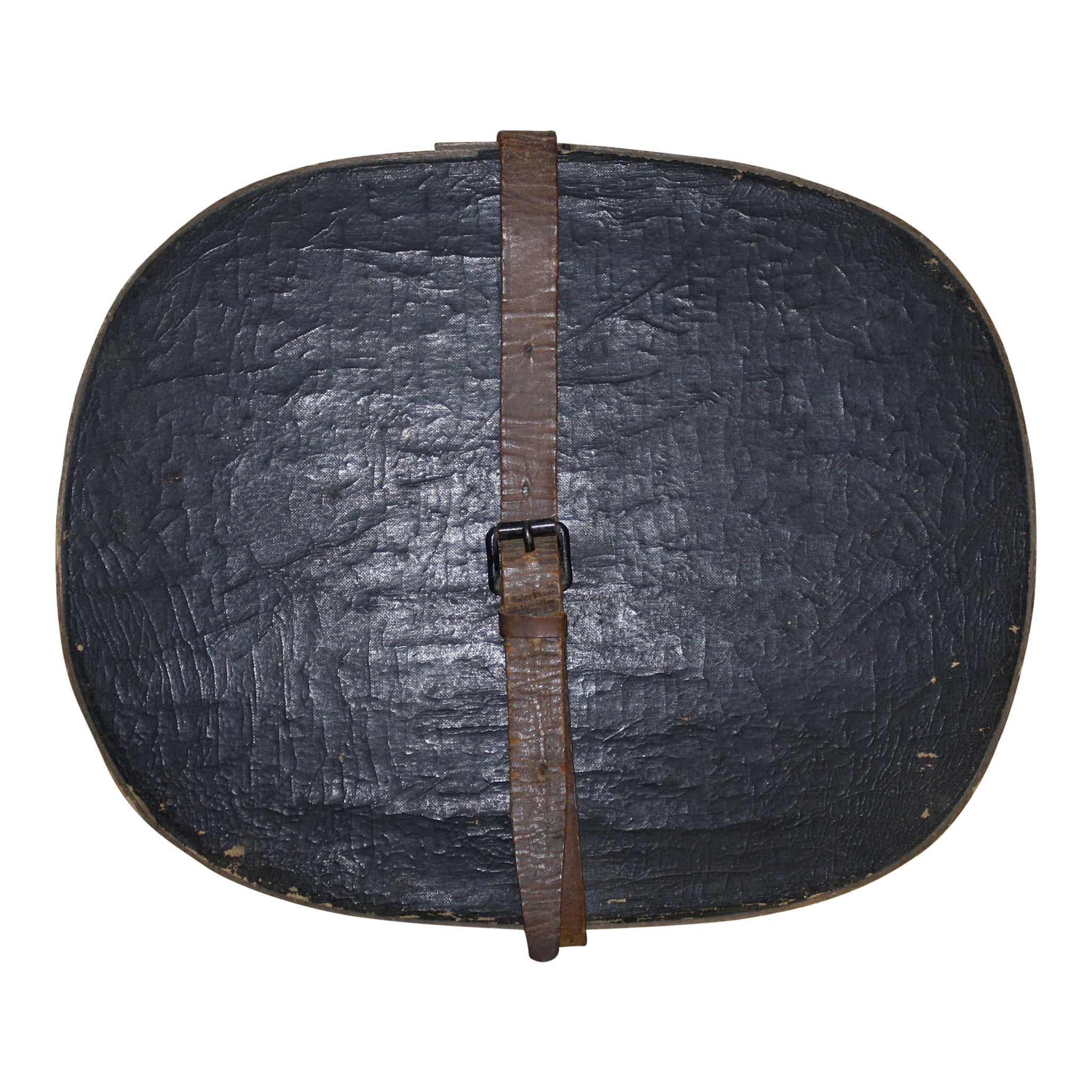 Oval Bentwood Hat Box with Leather Strap and Lid