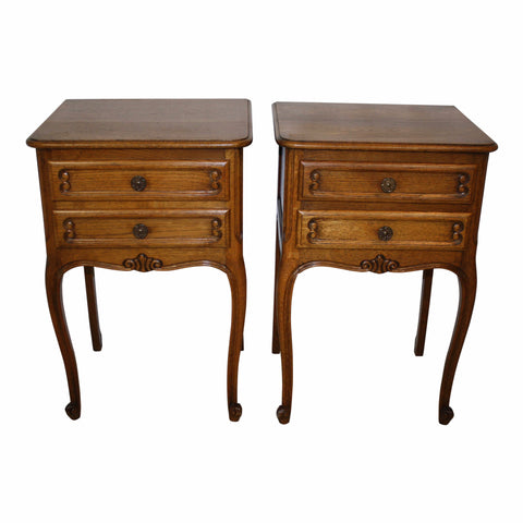Oak Nightstands, Set of Two