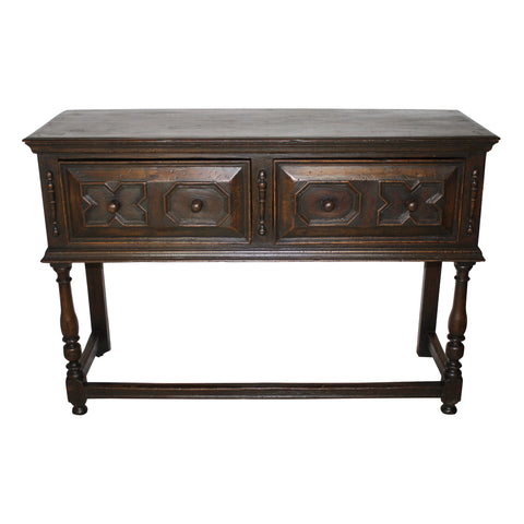 Oak Console Table with Two Drawers