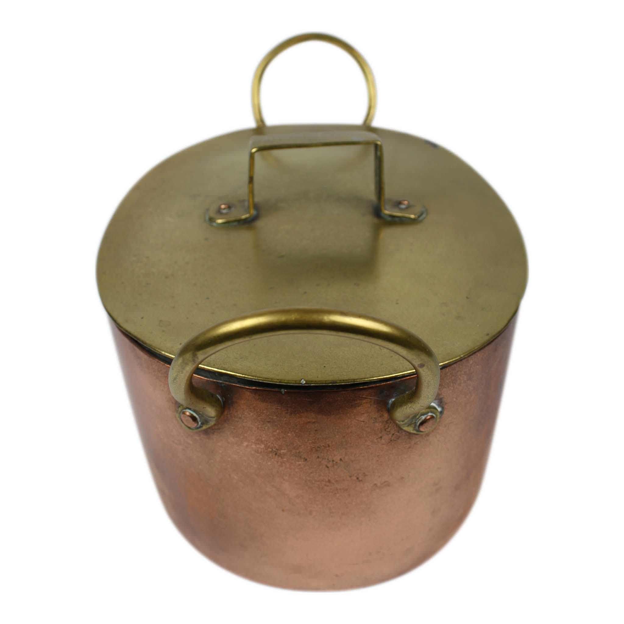 Copper Pot with Brass Lid and Handles